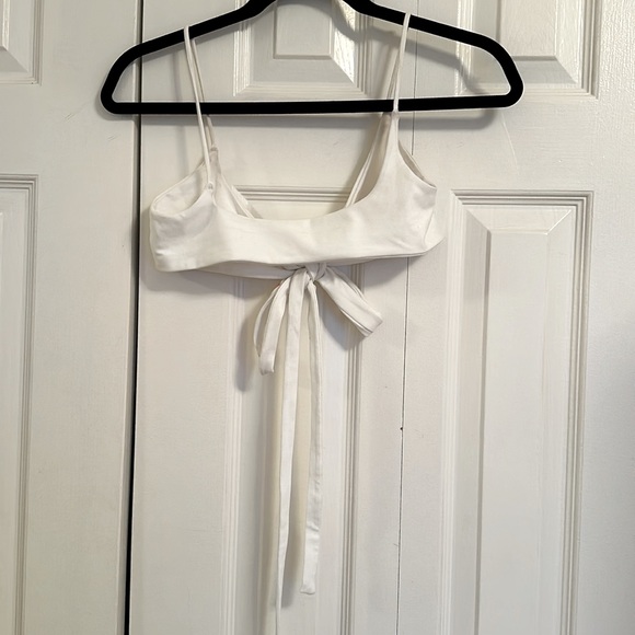 ARE YOU AM I white extra small Tie spaghetti strap tank top. - Picture 3 of 6